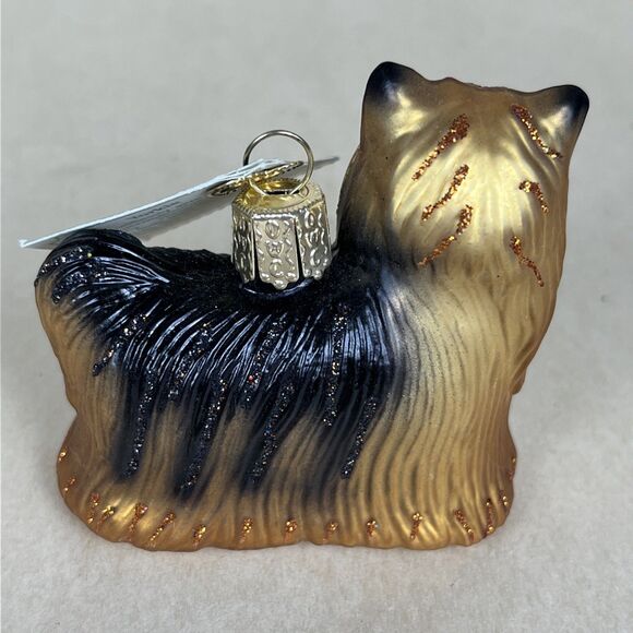VTG OLD WORLD CHRISTMAS YORKIE TERRIER DOG BLOWN GLASS CHRISTMAS ORNAMENT W/ Tag - Picture 4 of 7